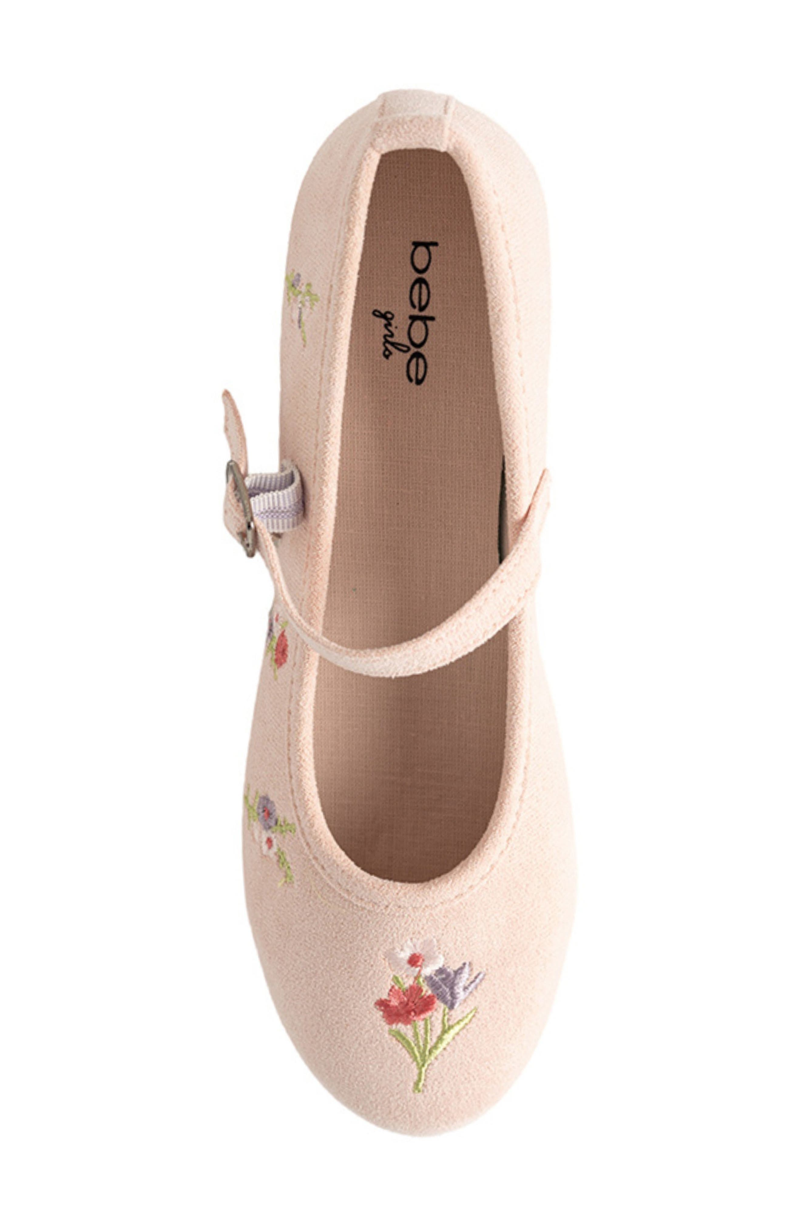 Kids' Floral Embroidered Mary Jane Flat, Alternate, color, BLUSH