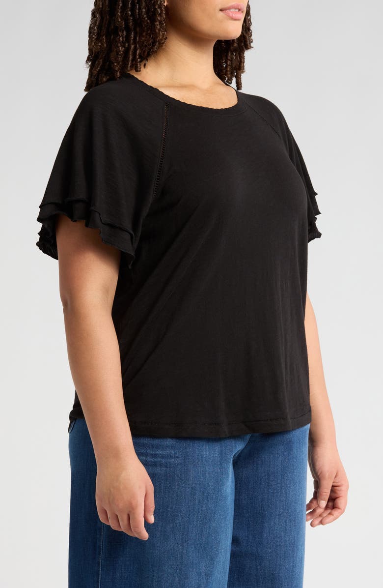 Wit & Wisdom Flutter Sleeve Cotton Blend T-Shirt, Alternate, color, 