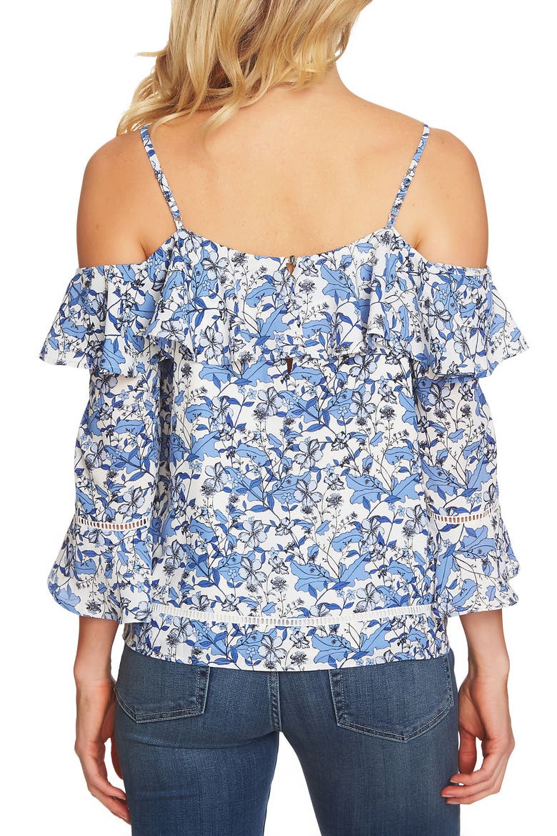 Ivy Print Cold Shoulder Blouse, Alternate, color, ANTIQUE WHITE