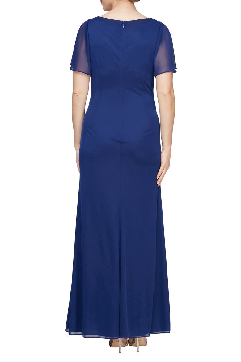 Flutter Sleeve Faux-Wrap Gown, Alternate, color, ELECTRIC/ BLUE