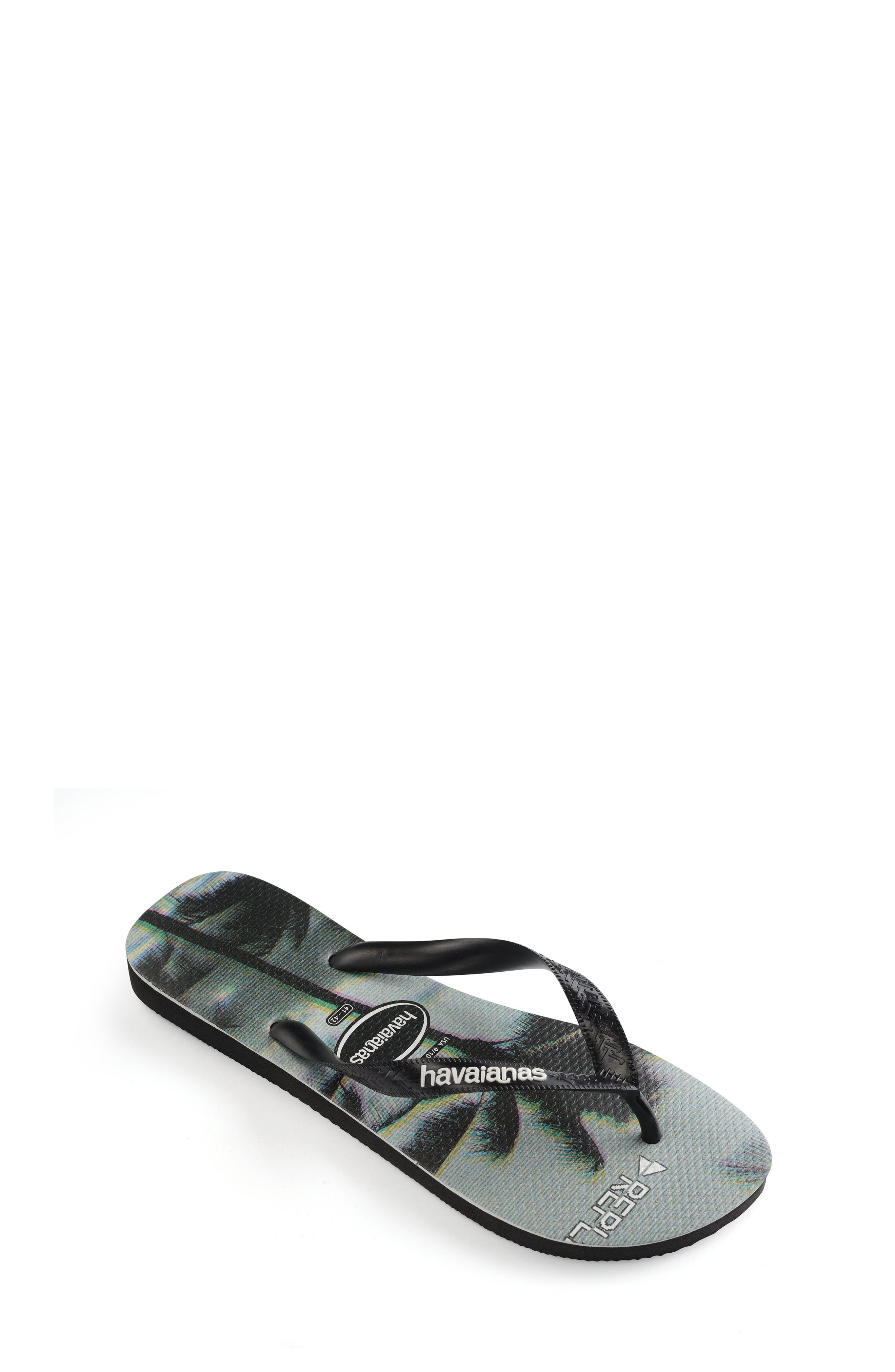 Top Photo Print Flip Flop, Alternate, color, BLACK/ BLACK/ STEEL GREY