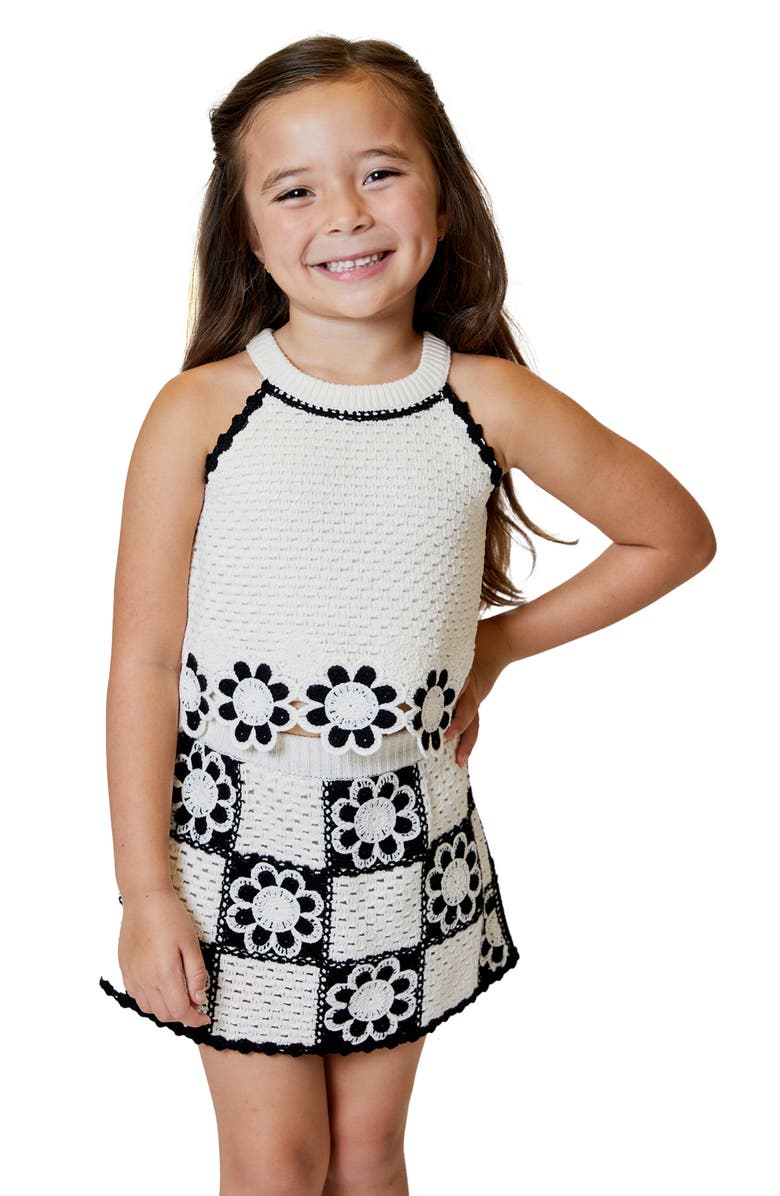 Design History Kids' Floral Open Knit Skort, Main, color,