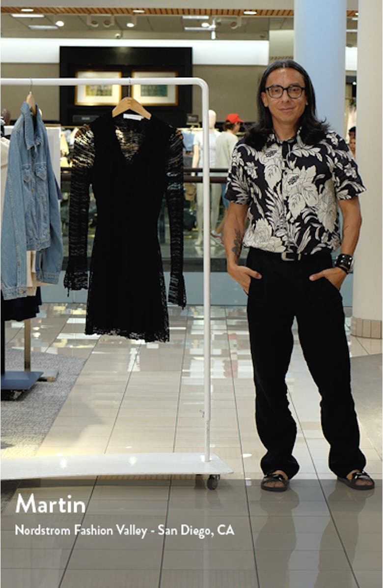 Ruffle Long Sleeve Stretch Lace Minidress, sales video thumbnail