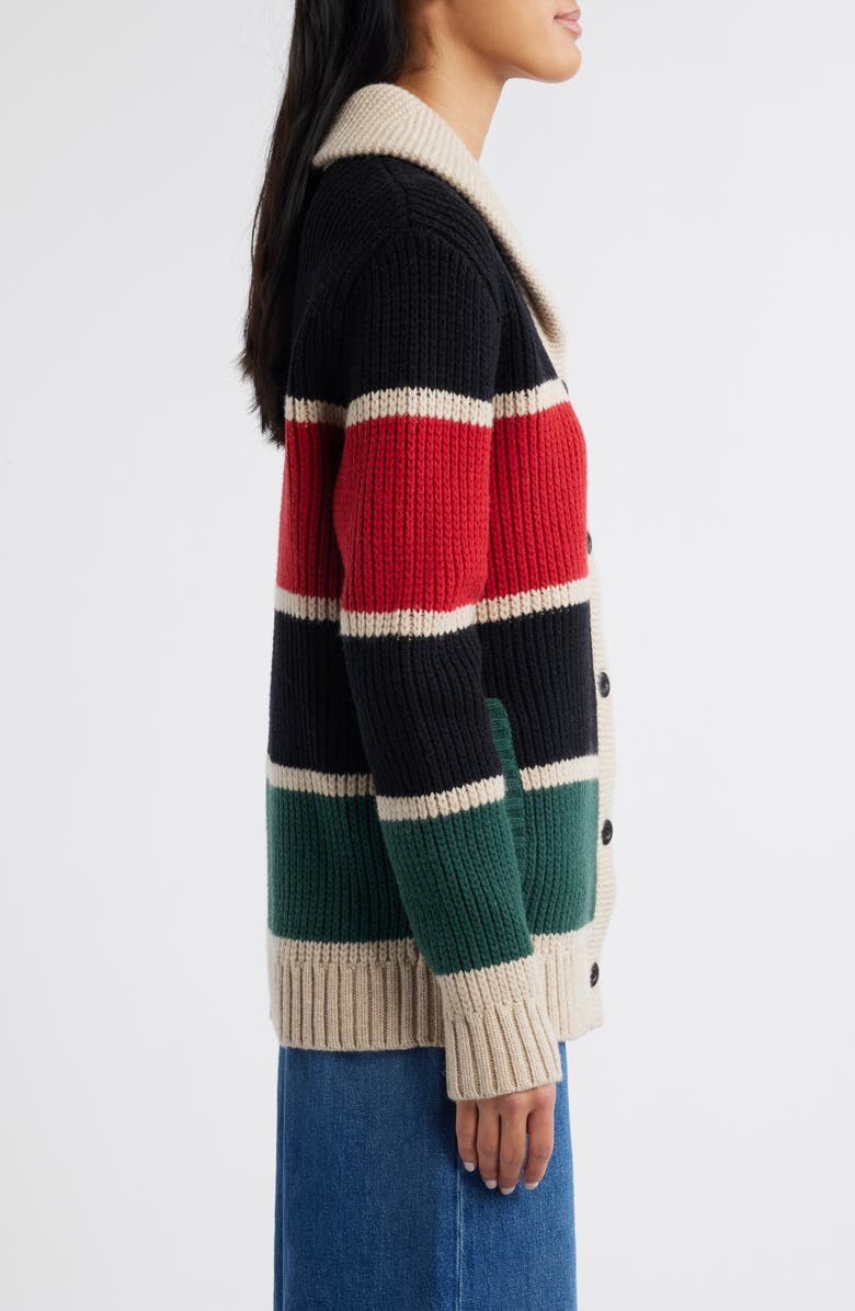 Pendleton Ranger Stripe Lambswool Cardigan, Alternate, color, Ranger Stripe Black Multi