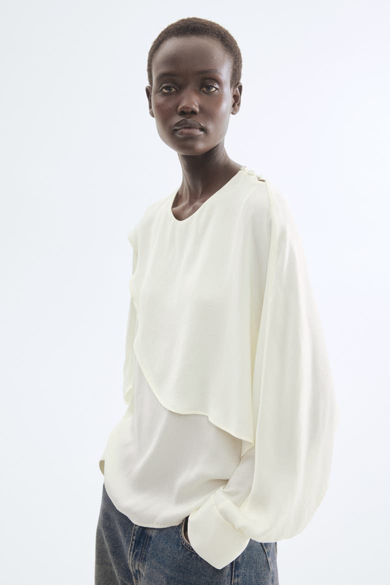 Cape-detail Blouse, Alternate, color, Cream