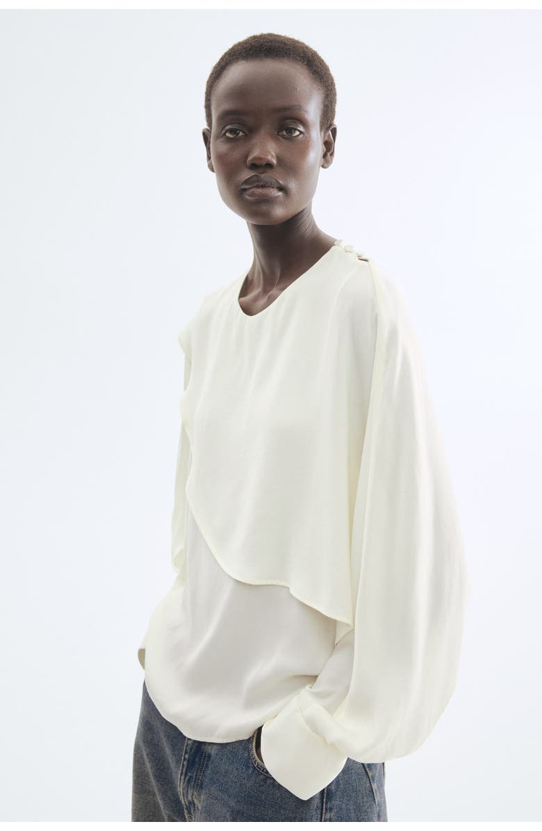 H&M Cape-detail Blouse, Alternate, color, Cream