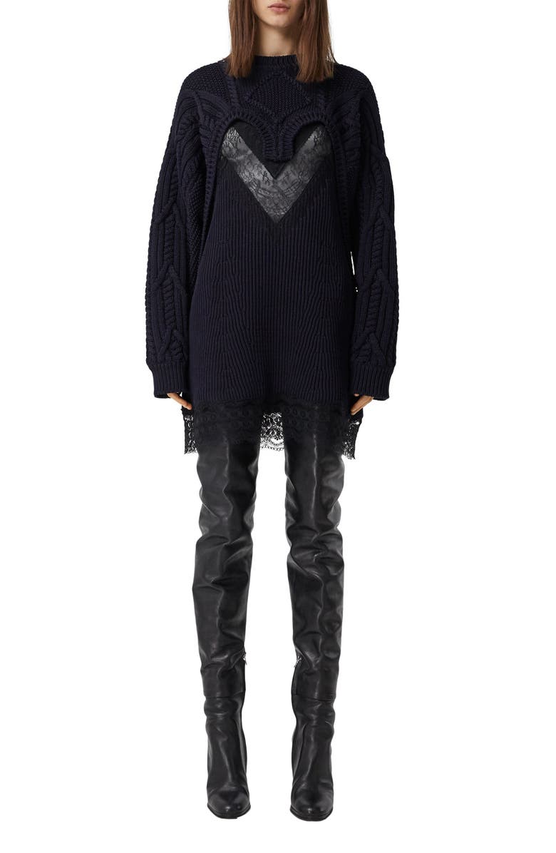 Burberry Cable Lace Reconstructed Sweater, Alternate, color, 