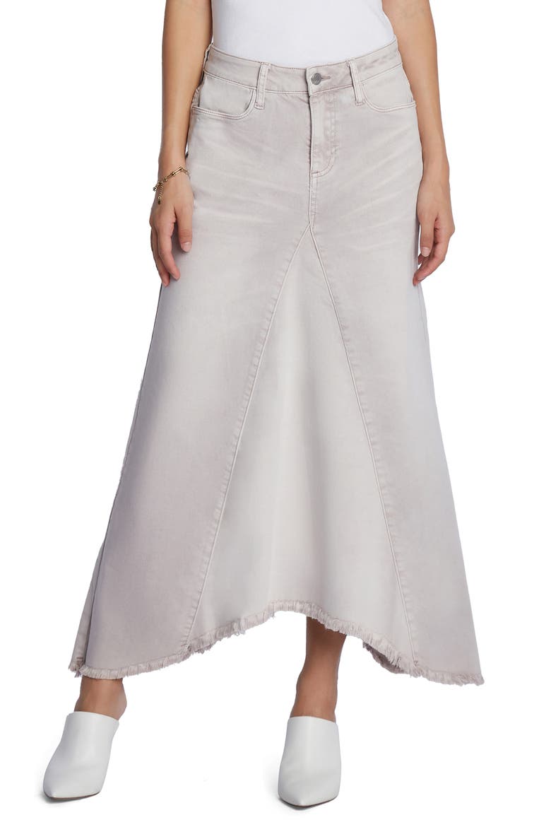 Selma Pieced Asymmetric Denim Maxi Skirt, Main, color, ALMOND