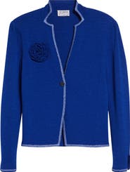 ST. JOHN Betsey Rosette Embellished Legacy Crepe Knit Jacket