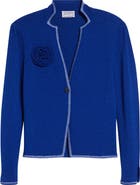 ST. JOHN Betsey Rosette Embellished Legacy Crepe Knit Jacket