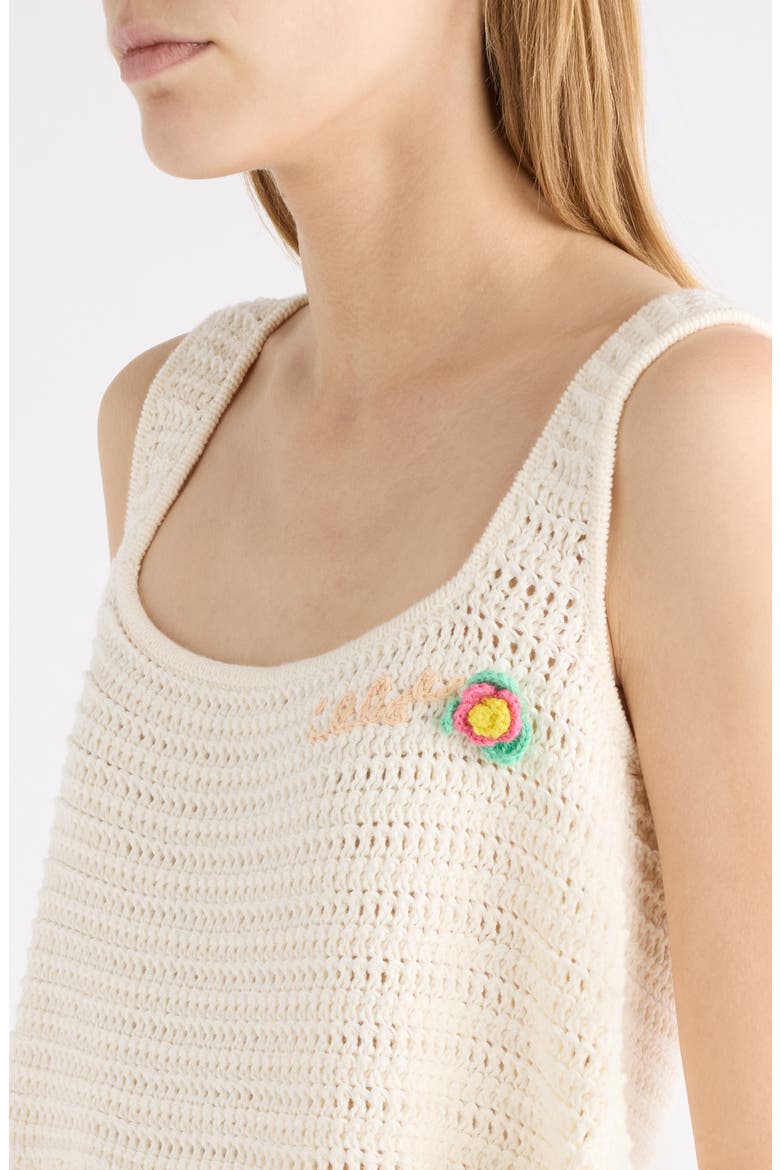 Crop Organic Cotton Crochet Tank, Alternate, color, ICONIC MILK