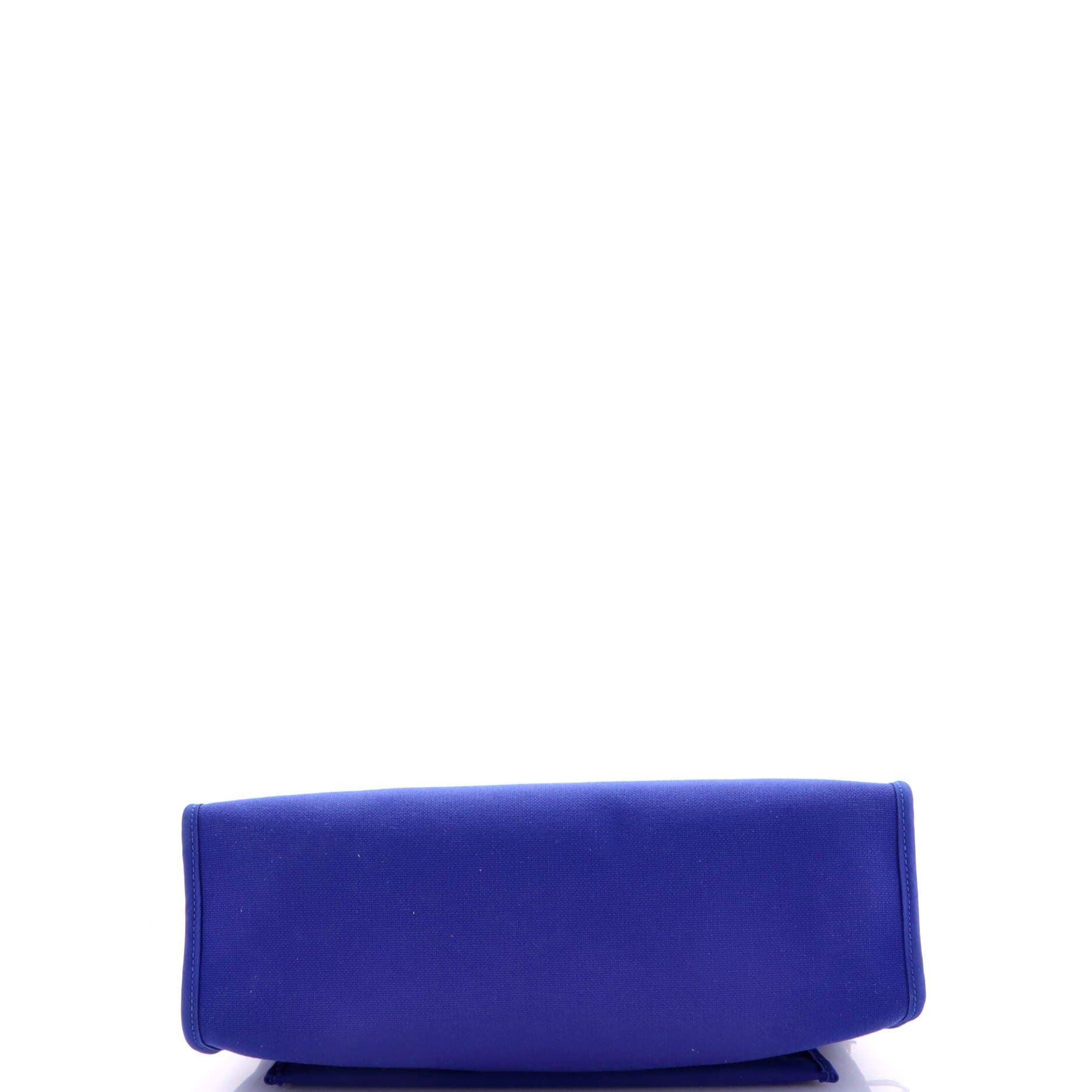 Pre-Owned Hermes Herbag Zip Leather and Toile 31, Alternate, color, Bleu Royal