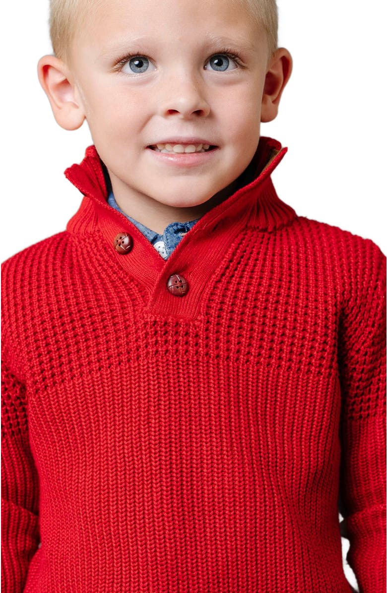 Hope & Henry Boys' Organic Mix Stitch Mock Neck Sweater with Elbow Patches, Kids, Alternate, color, 