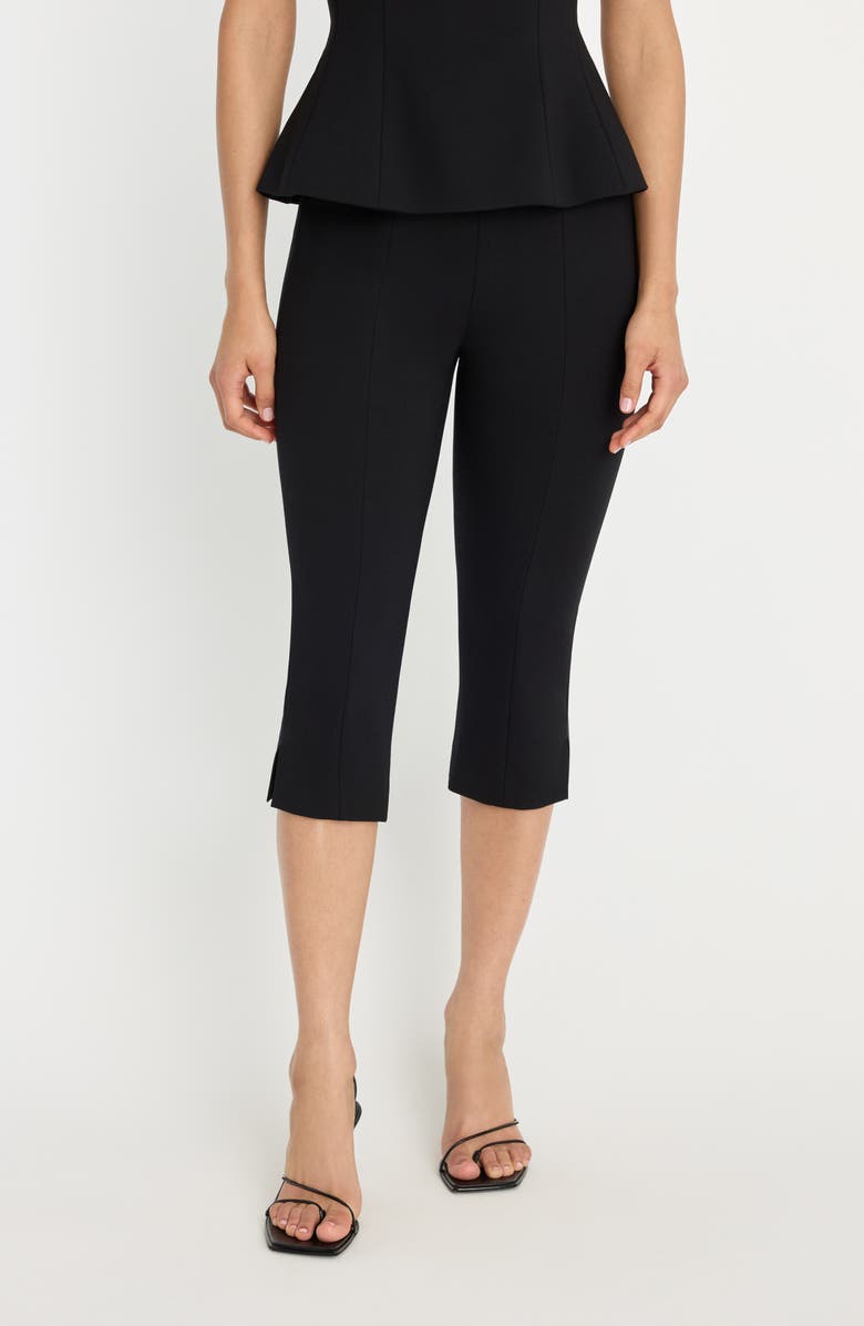 Good American Soft Stretch Pull-On Ponte Capris, Main, color, Black001