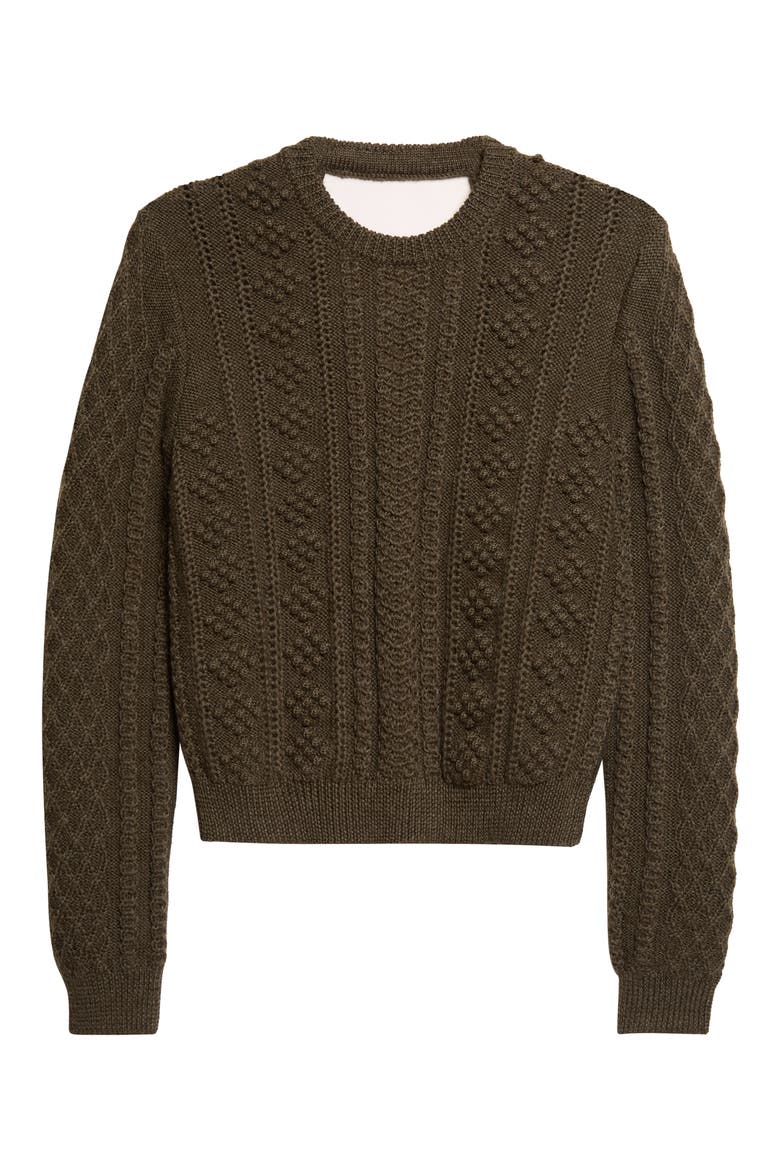 Back Slit Wool Sweater, Alternate, color, THYME GREEN