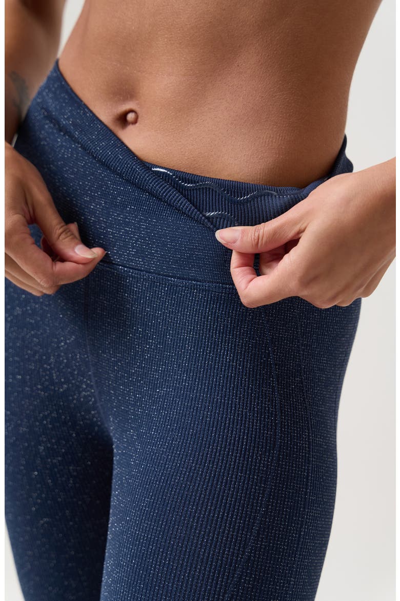 Danielle High Waist Shimmer Leggings, Alternate, color, INDIGO