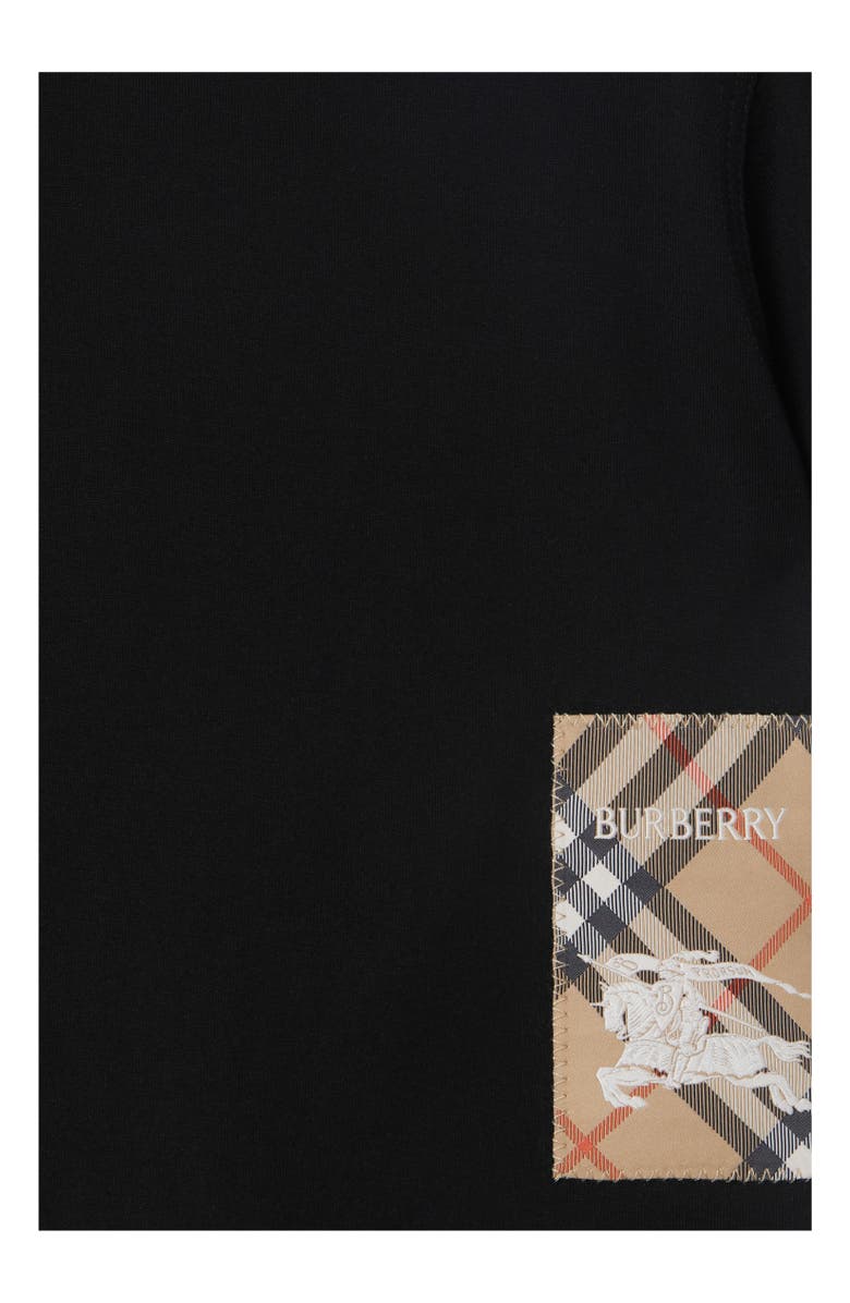 Burberry Check Label Cotton T-shirt, Alternate, color, Black