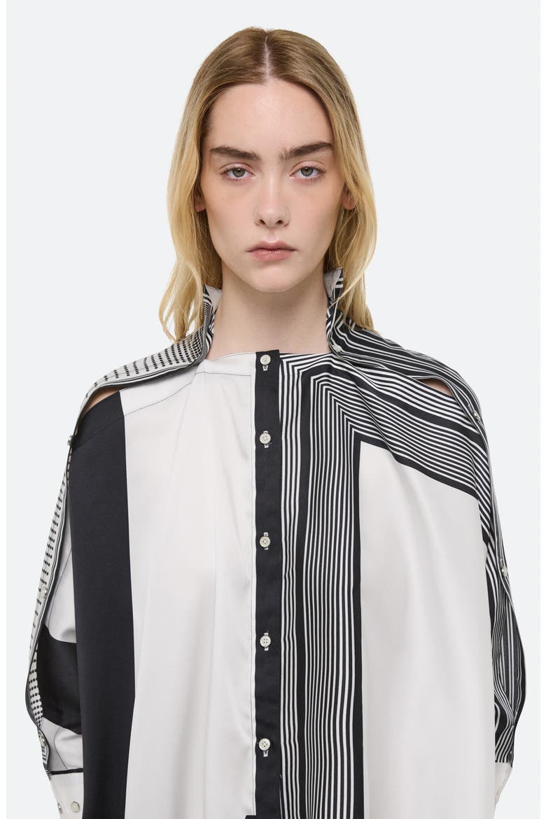 Scarf Button-Up Shirt, Alternate, color, BLACK/WHITE - A05