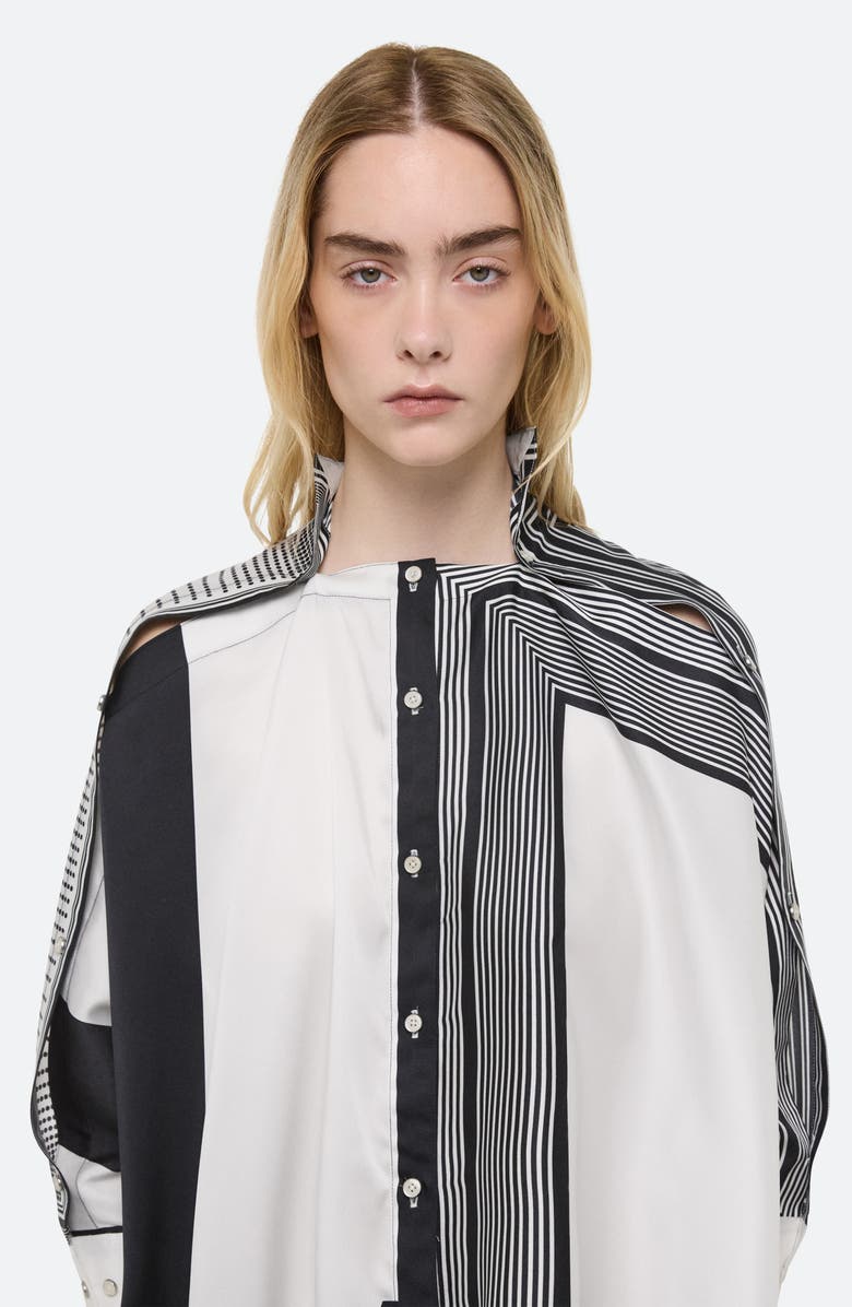 Helmut Lang Scarf Button-Up Shirt, Alternate, color, Black/ White