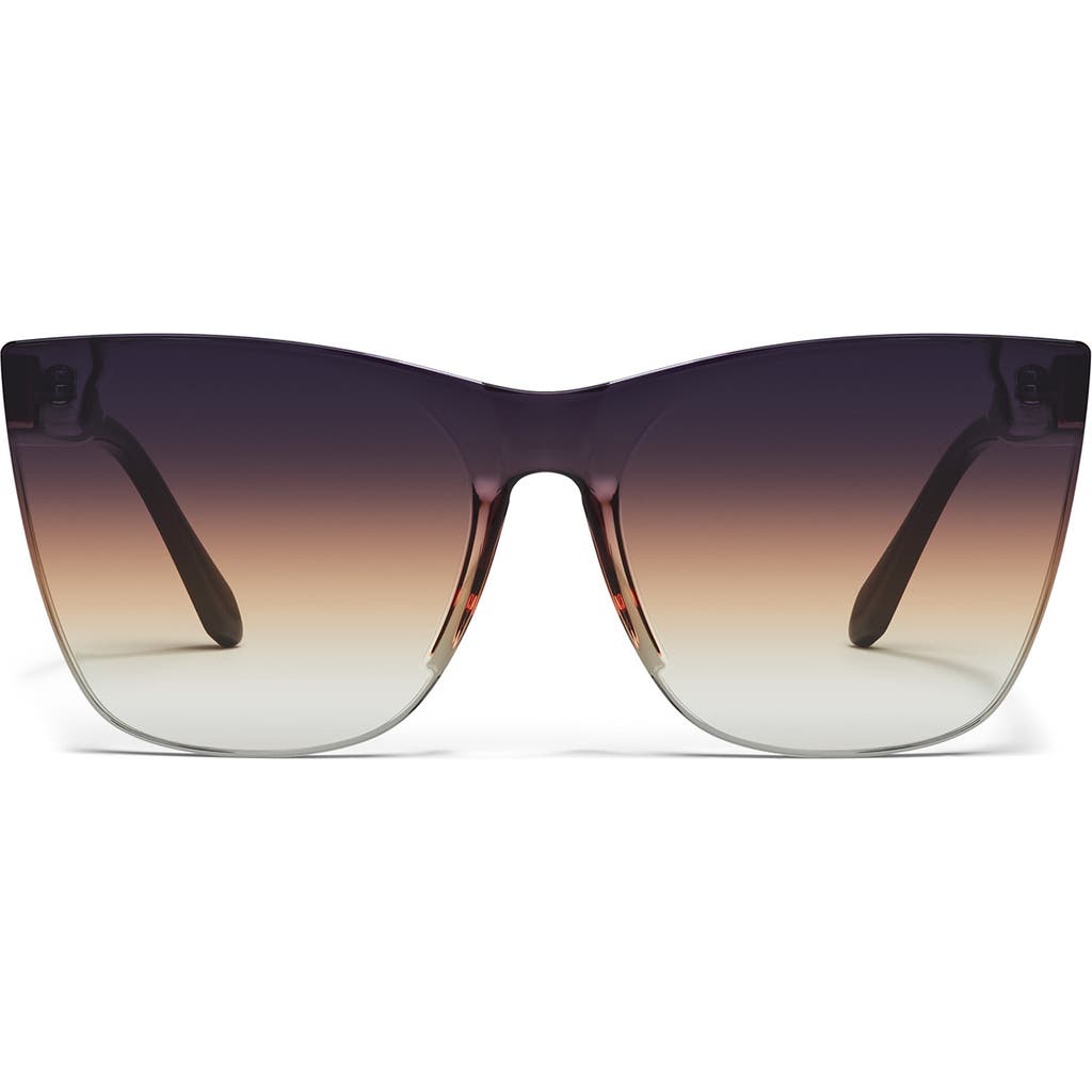 Quay Come Thru 57mm Gradient Cat Eye Sunglasses In Black/dusk Poppy
