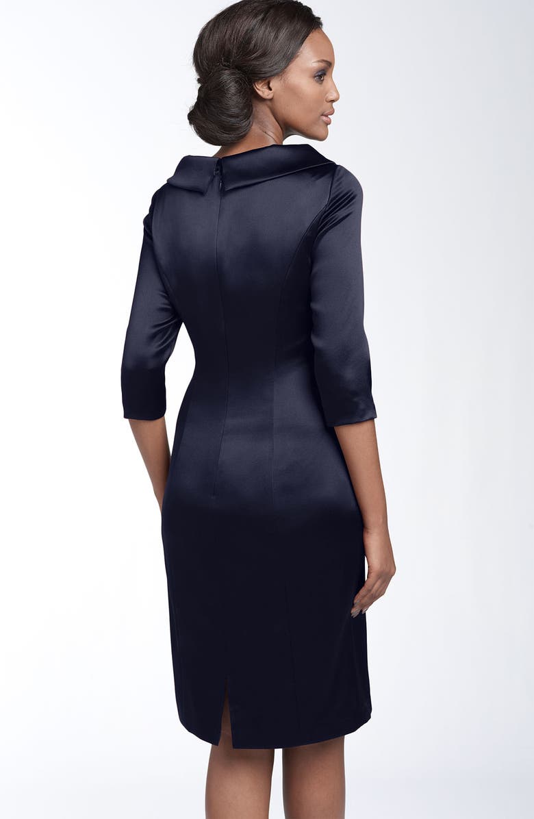 Kay Unger Ruched Satin Sheath Dress, Alternate, color, 