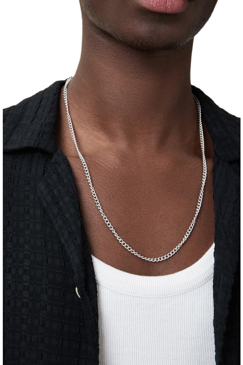 Men's Curb Chain Necklace, Alternate, color, WARM SILVER