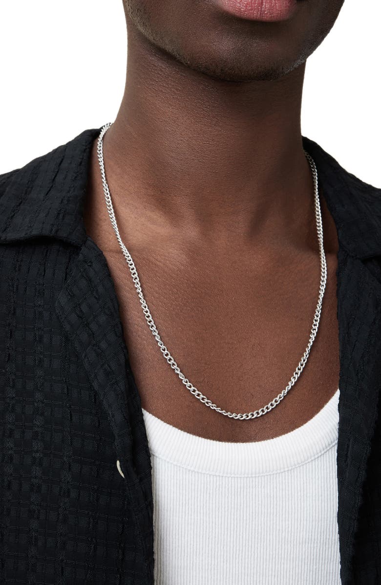 AllSaints Men's Curb Chain Necklace, Alternate, color, Warm Silver