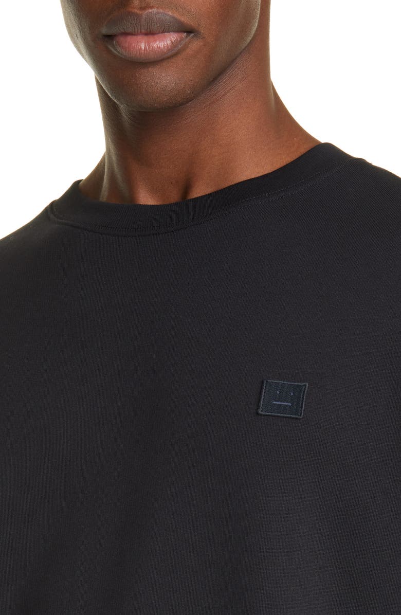 Acne Studios Forba Face Patch Crewneck Sweater, Alternate, color,