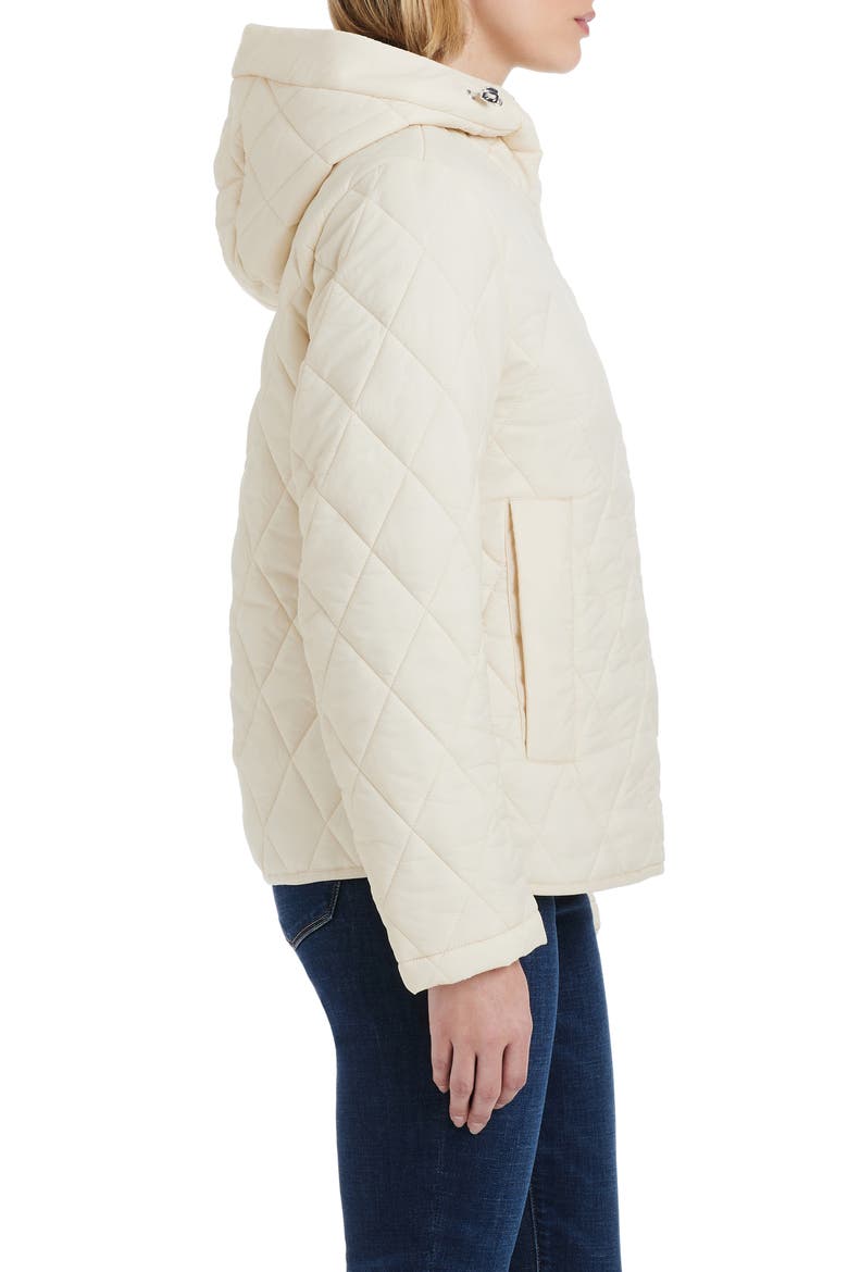 Water Resistant Hooded Quilted Jacket, Alternate, color, BONE