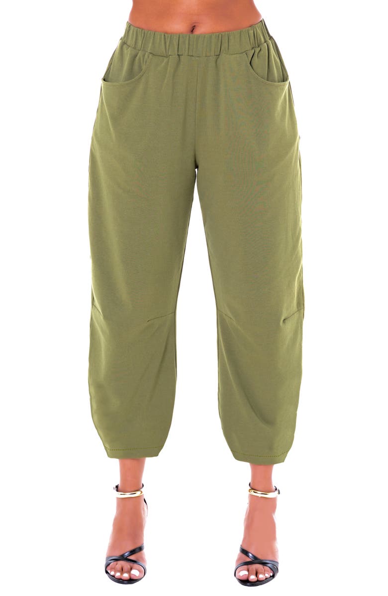 Dai Moda Crop Barrel Leg Pants, Main, color, Army