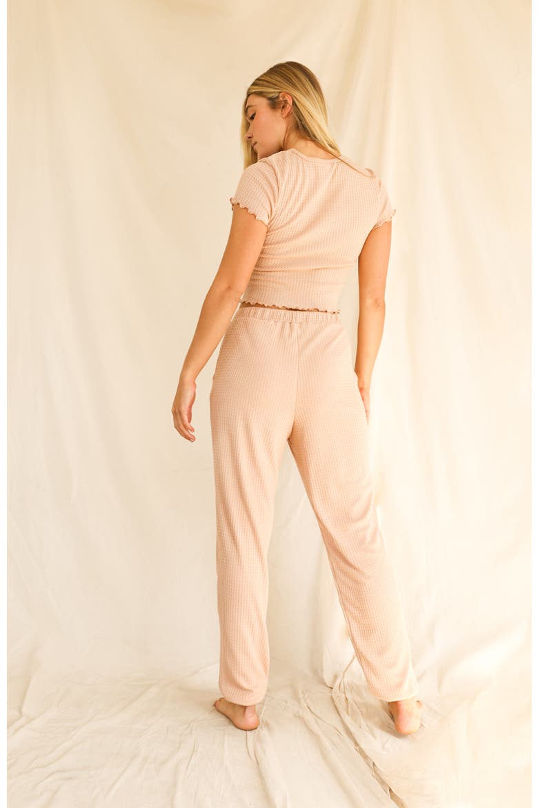 Strut Waffle Crochet Short Sleeve Crop Top, Alternate, color, Nude