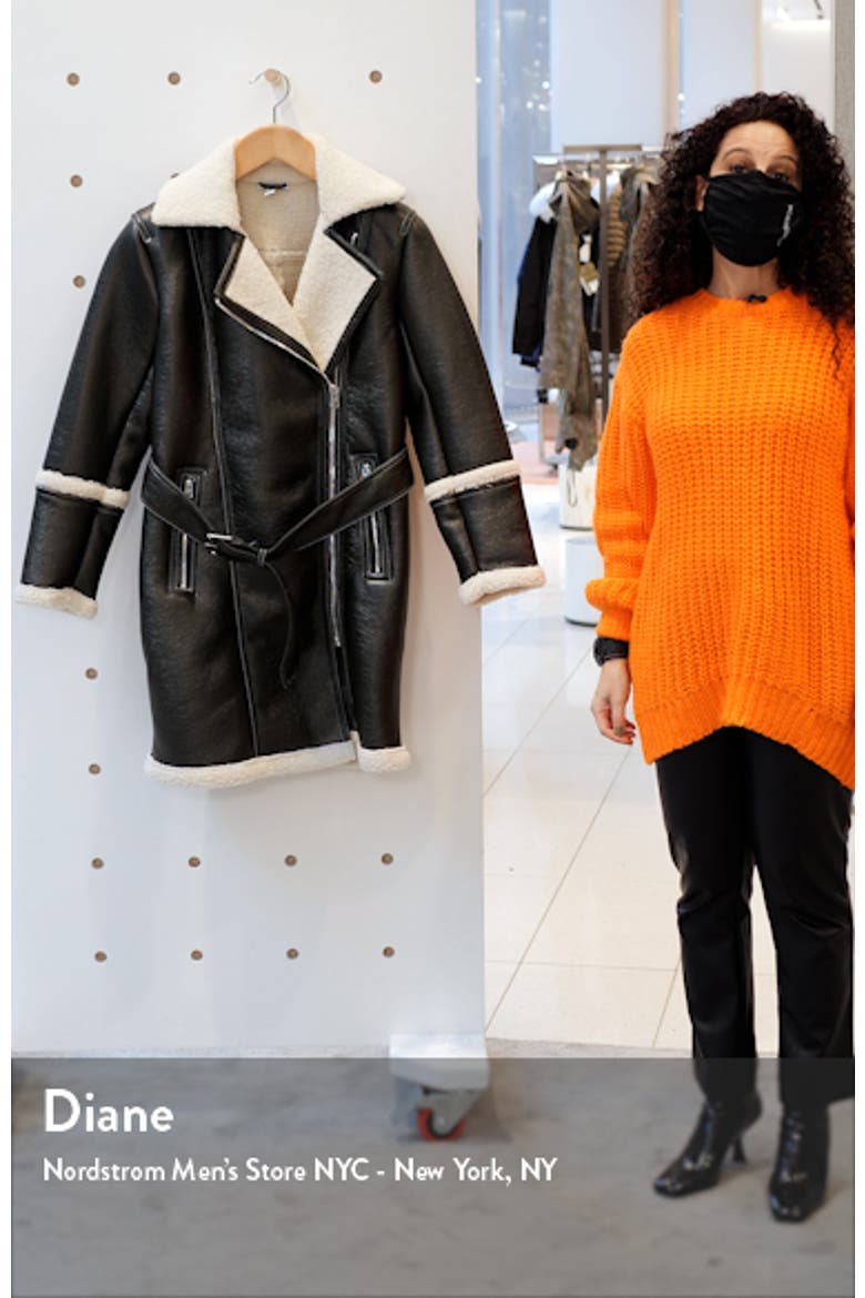 Faux Leather & Faux Shearling Moto Jacket video