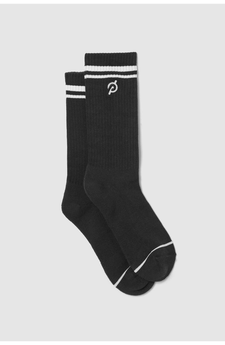Peloton Cotton Crew Sock - P Logo, Main, color, Black