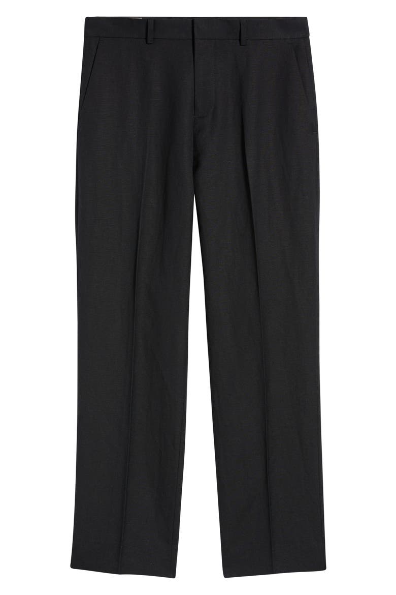 Linen Blend Tapered Leg Pants, Alternate, color, BLACK