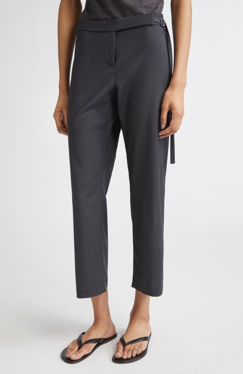 Paloma Wool Bigas Pinstripe Tie Detail Straight Leg Crop Trousers in Dark Grey  product