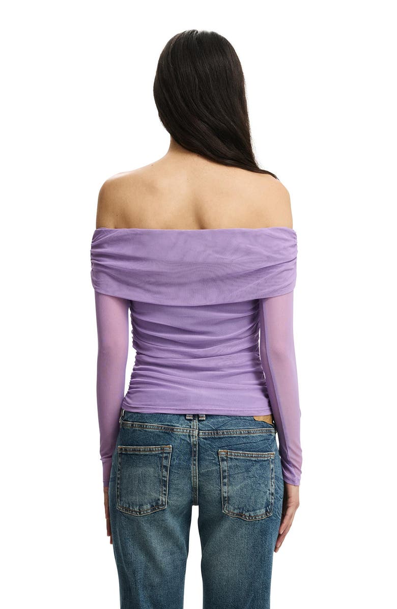 Cotton On Women's Ashley Off Shoulder Mesh Long Sleeve Top, Alternate, color, Violet Crush