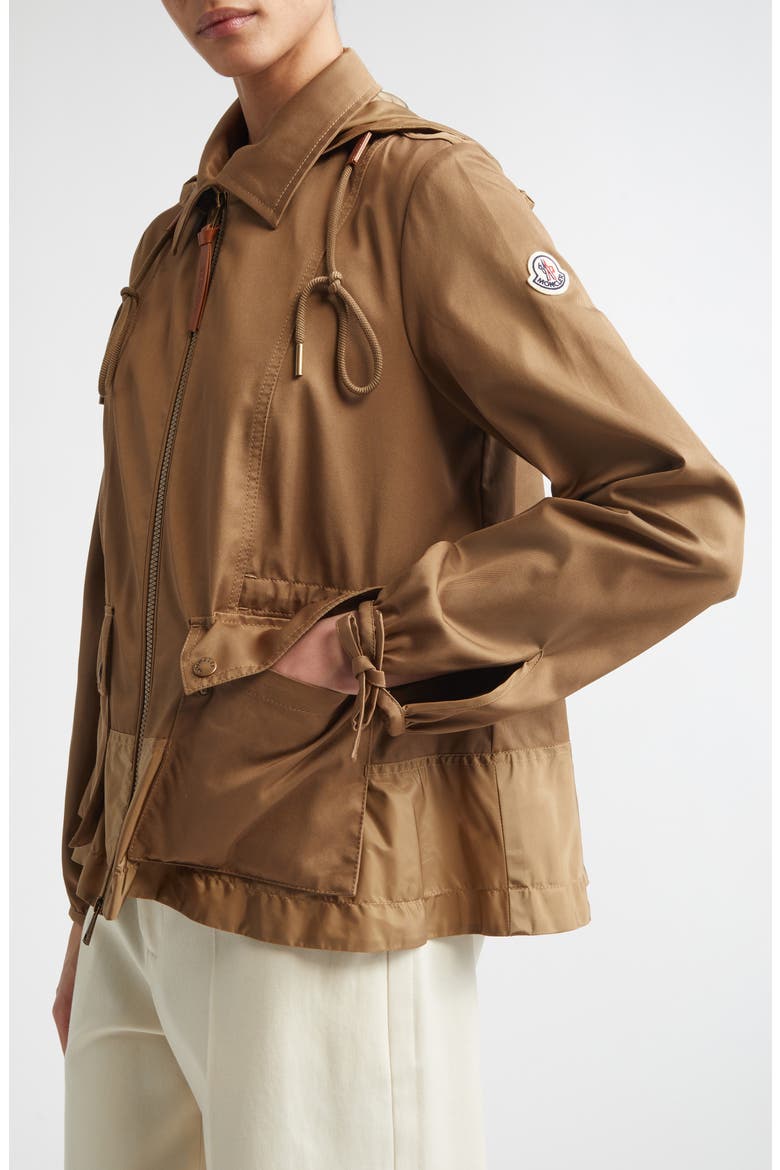 Adenium Hooded Gabardine & Taffeta Jacket, Alternate, color, OPEN BEIGE