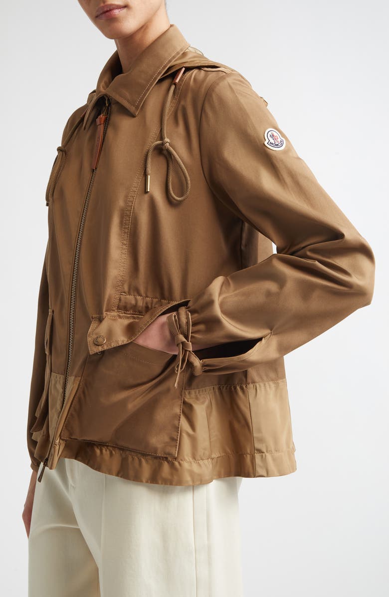 Moncler Adenium Hooded Gabardine & Taffeta Jacket, Alternate, color, Open Beige