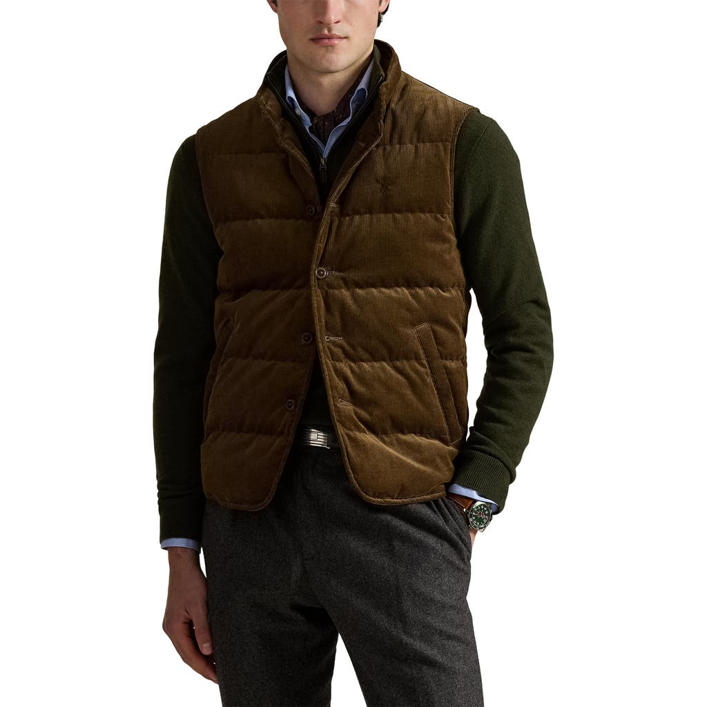 Polo Ralph Lauren 12 Wale Corduroy 650 Fill Power Down Vest in Pale Russet X  product