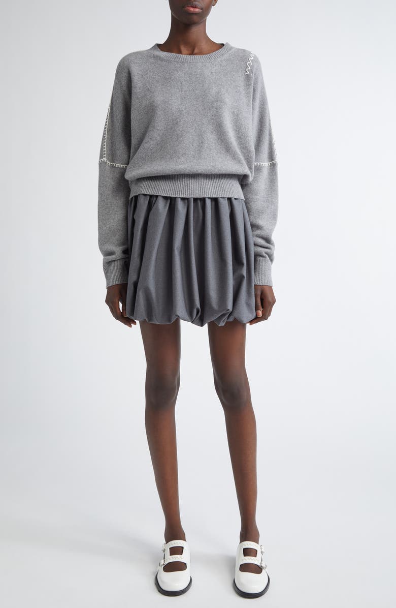 Marni Virgin Wool Balloon Miniskirt, Alternate, color, 