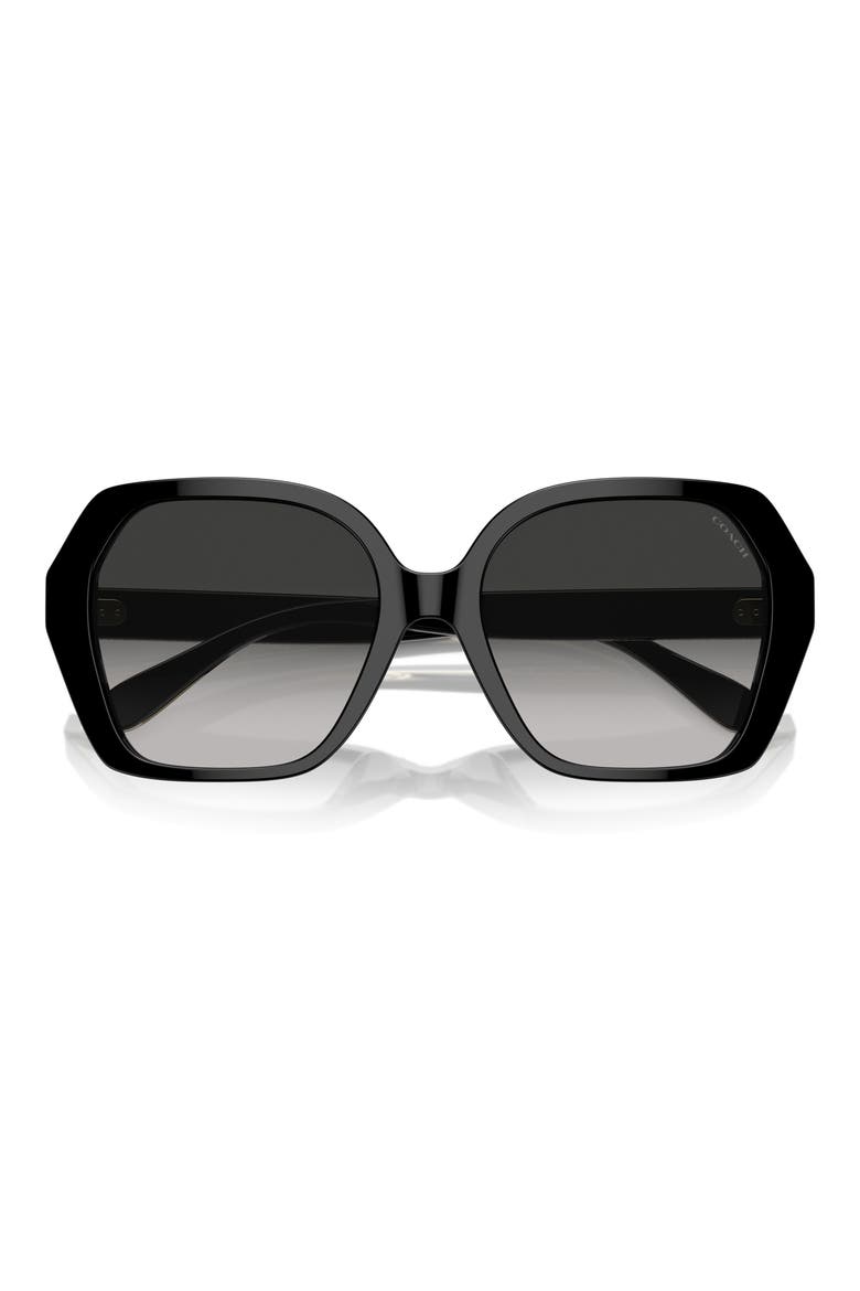 56mm Universal Fit Gradient Square Sunglasses, Main, color, BLACK