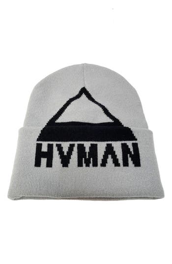 Hvman Triangle Logo Knit Beanie In Ghost Grey