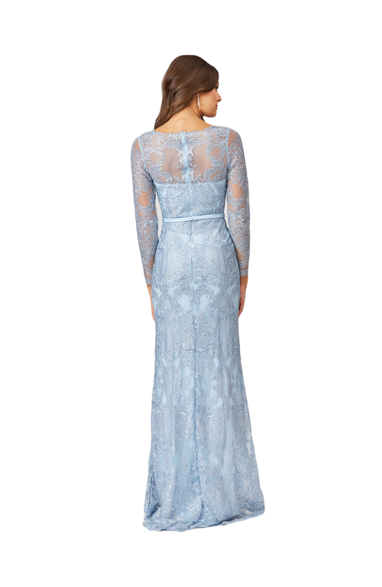 LARA New York Long Sleeve Lace Mermaid Gown, Alternate, color, Lightblue