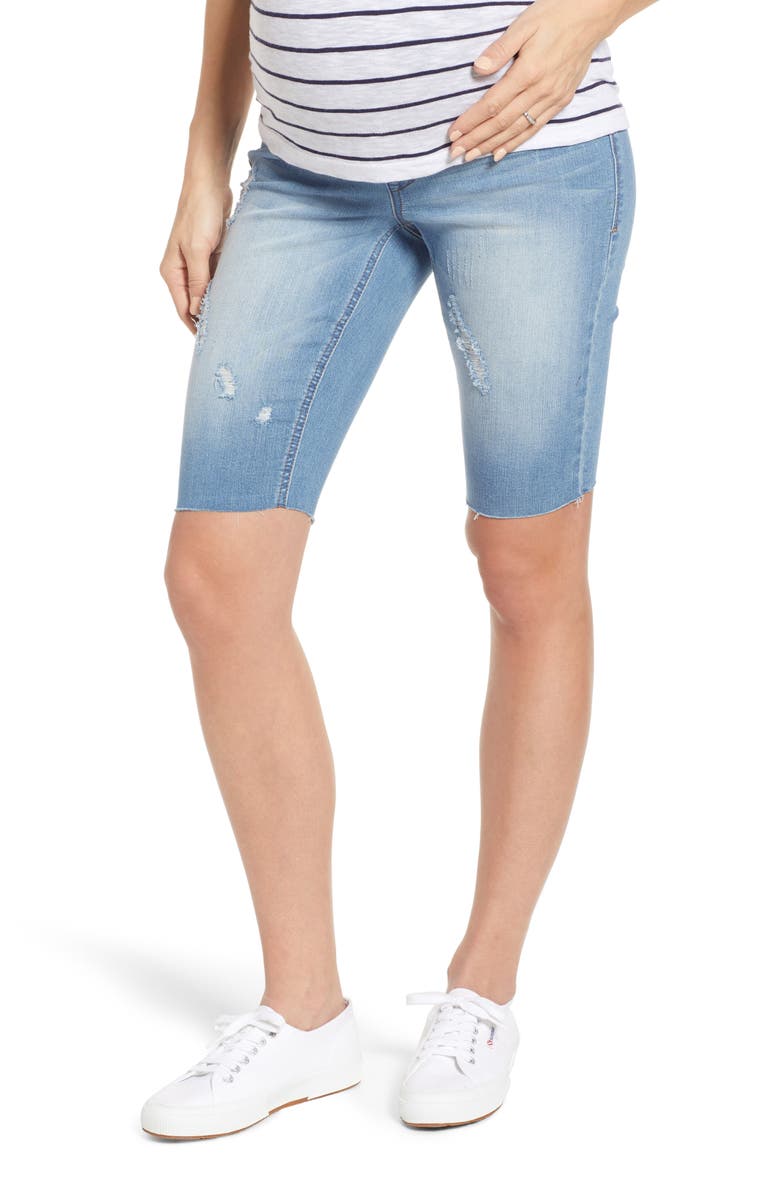 1822 Denim Maternity Biker Shorts, Main, color, 