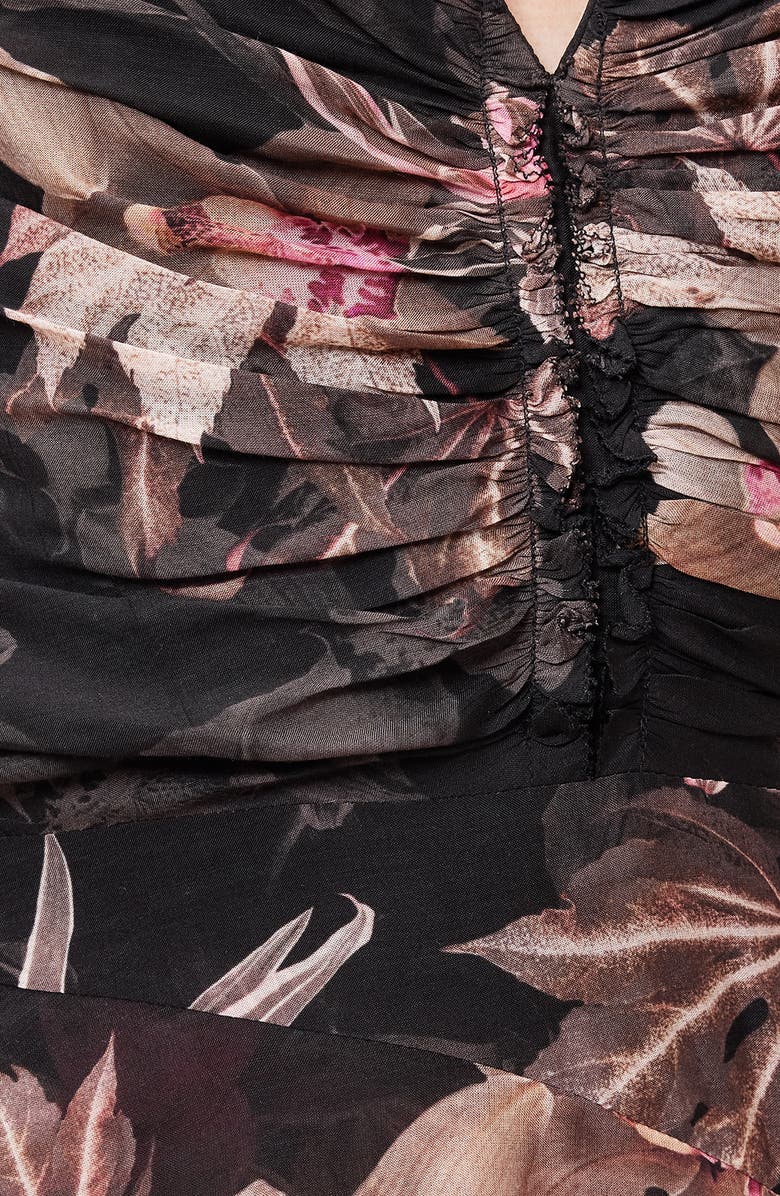 AllSaints Cali Floral Ruffle Tiered Cocktail Dress, Alternate, color,