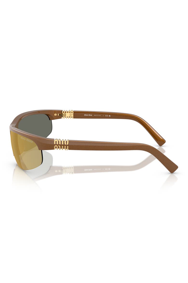 70mm Oversize Oval Semirimless Sunglasses, Alternate, color, BROWN MIRROR