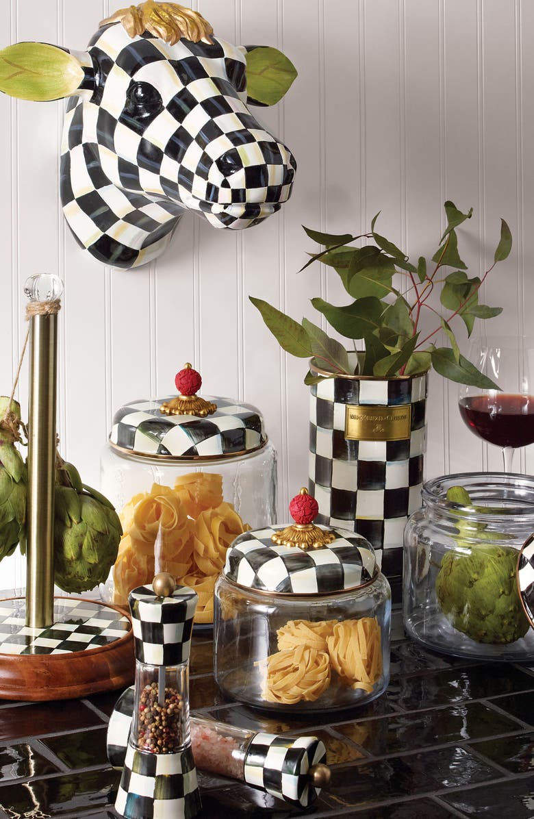 MACKENZIE CHILDS Courtly Check Enameled Steel Grinder, Alternate, color, Black/ White