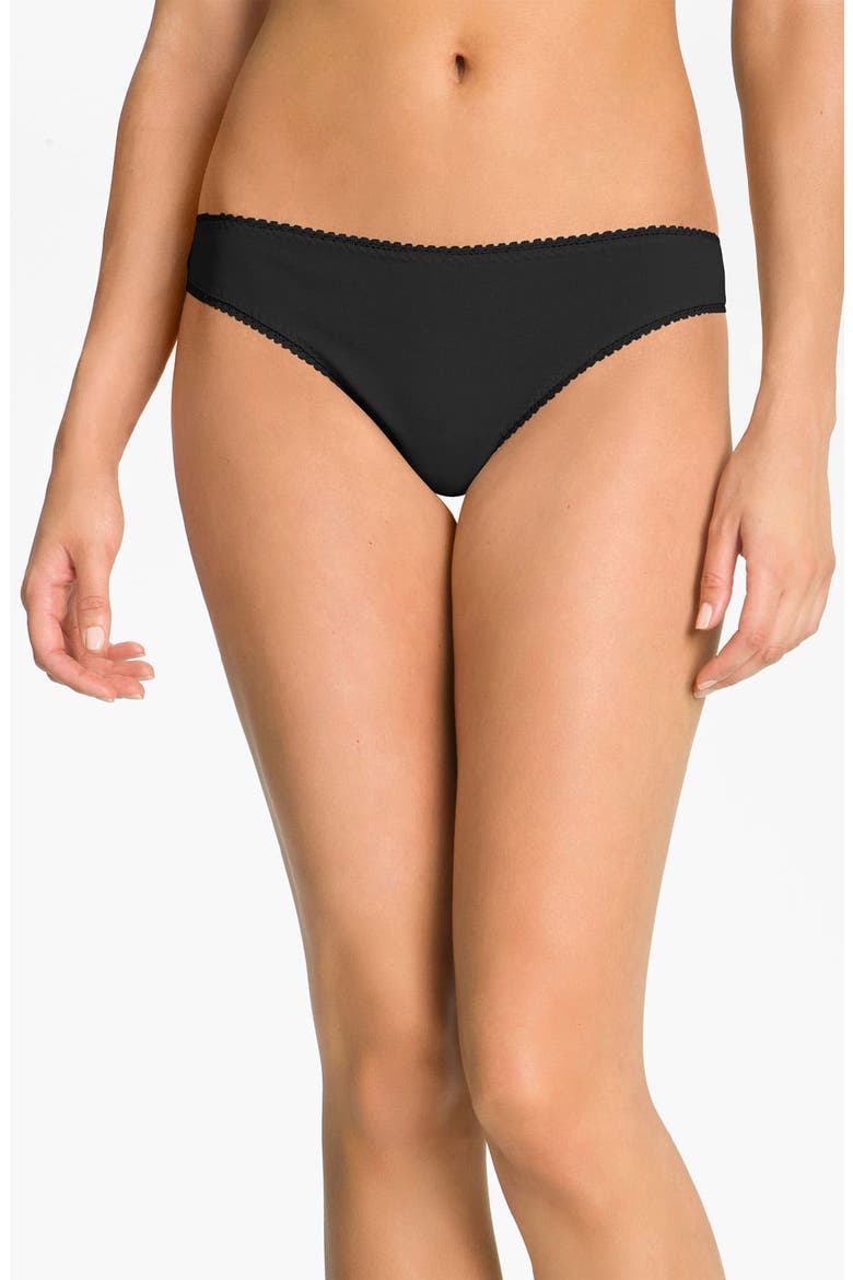 Cabana Stretch Cotton Thong, Main, color, BLACK