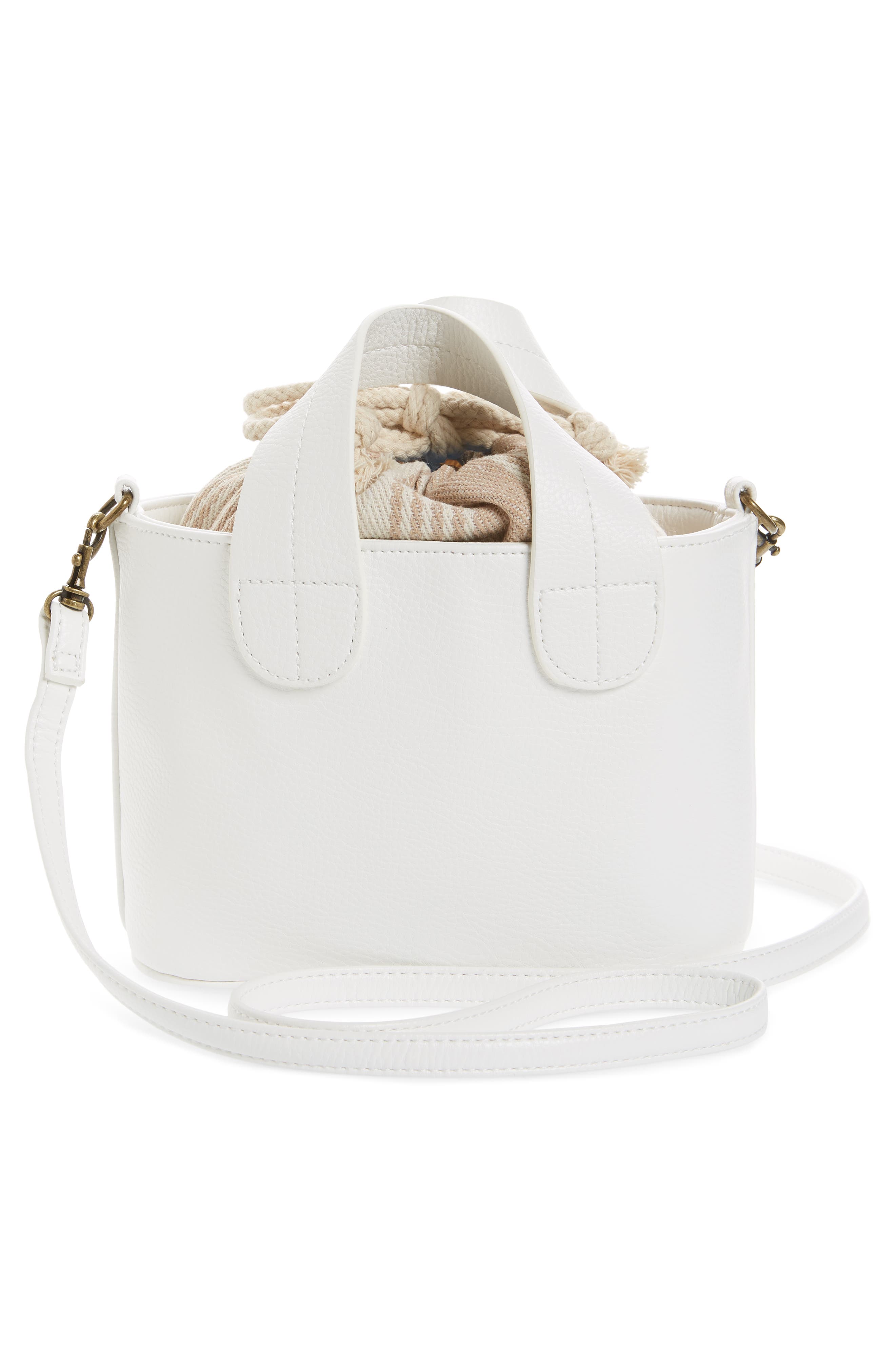 Mini Faux Leather Crossbody Tote, Alternate, color, IVORY DOVE