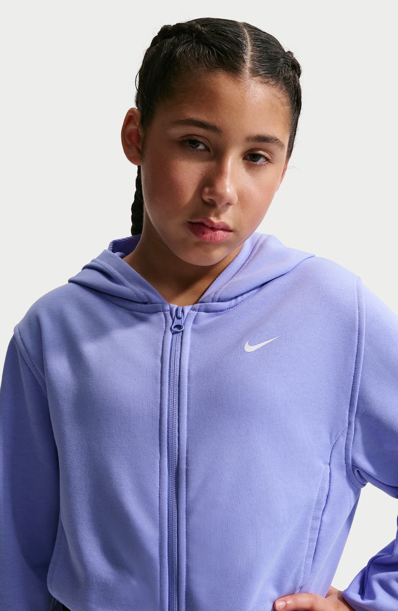 Nike Kids' Pro Fit Dri-FIT Full Zip Hoodie, Alternate, color, Light Thistle/ Black/ White